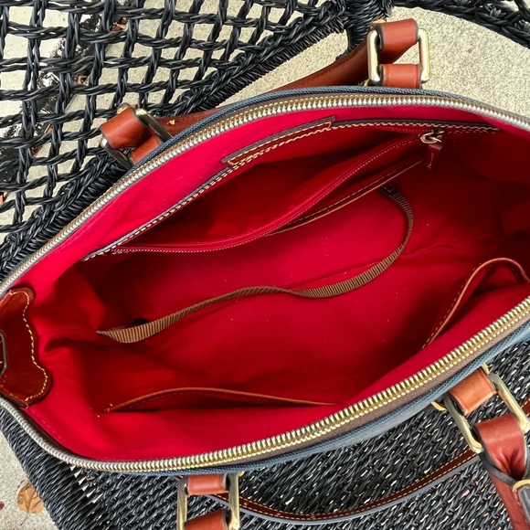 Dooney & Bourke Blue and Brown Shoulder Bag with Leather Trim - Picture 2 of 6